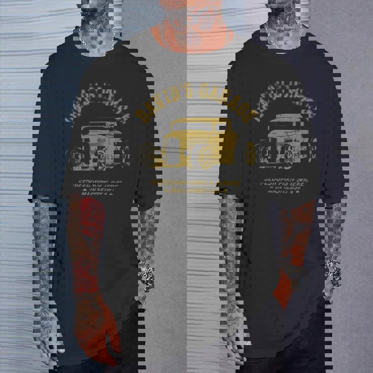 David's Garage Hotrod クラシックカーデザイン 長袖tシャツ Tシャツ 彼への贈り物