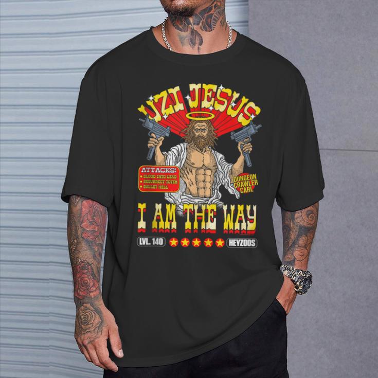 DCC Uzi Jesus I Am The Way Character Stats RPG Books T-Shirt Gifts for Him