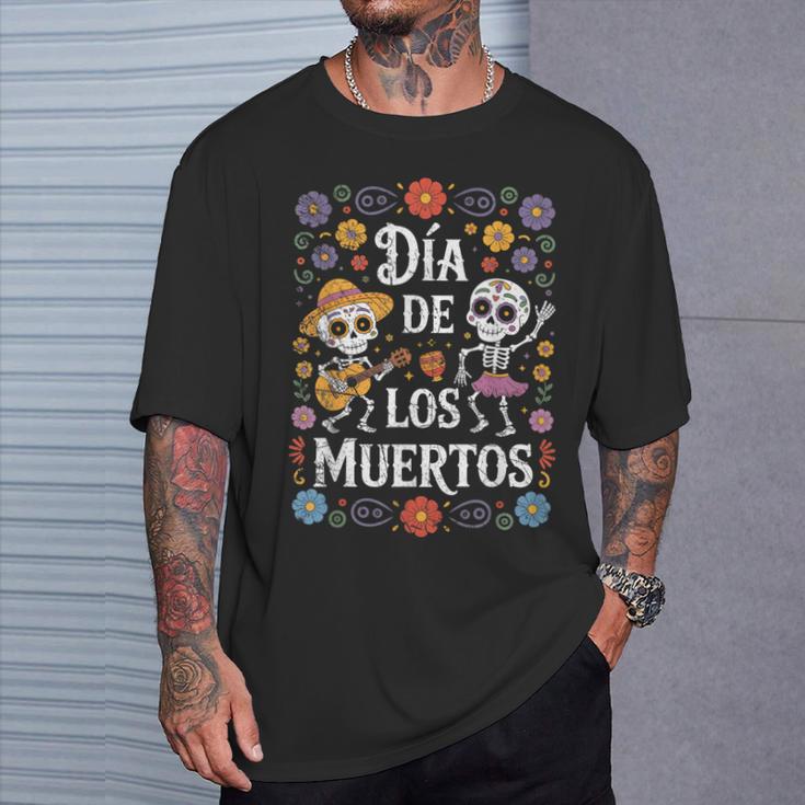 Dia De Los Muertos Calavera Day Dead Guitarequelette Dansante T-Shirt Cadeaux pour lui