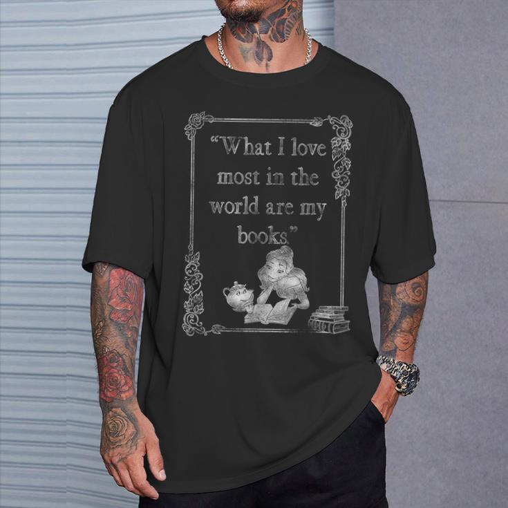 Disney Beauty And The Beast Belle Books I Love Most Quote Small T-Shirt Gifts for Him