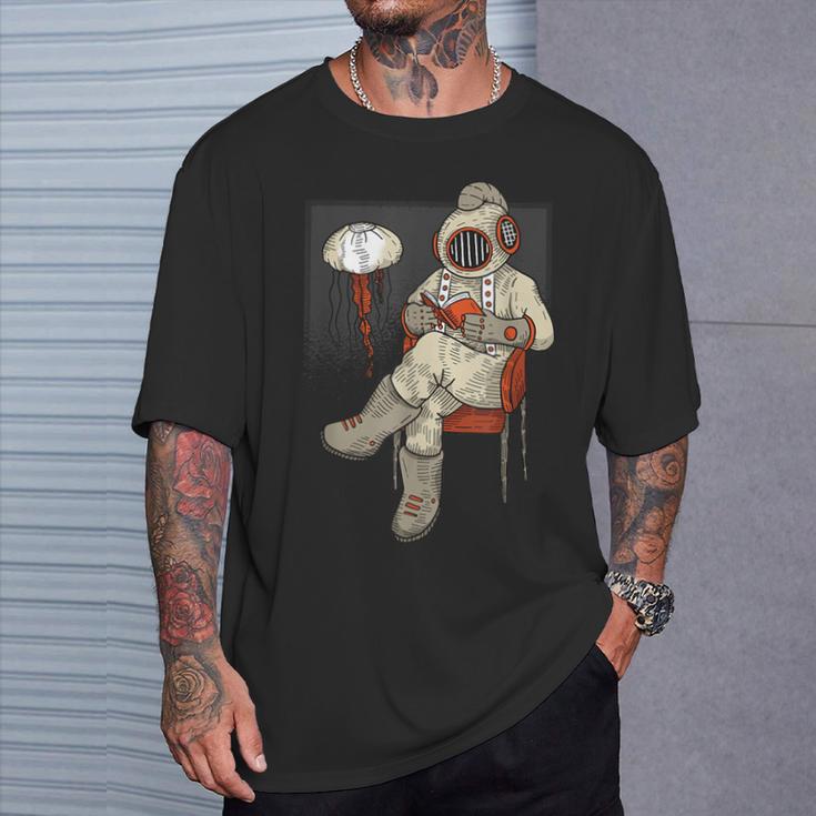 Diving Book Reading T-Shirt Gifts for Him Diving Book Reading T-Shirt Gifts for Him