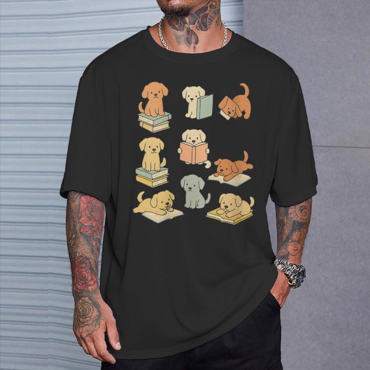 Dogs Reading Books Dog Lover T-Shirt Gifts for Him