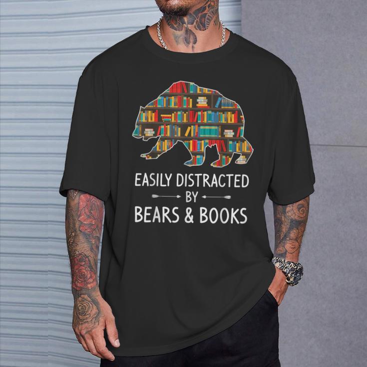 Easily Distracted By Bears & Books Lover Mammal Animal T-Shirt Gifts for Him Easily Distracted By Bears & Books Lover Mammal Animal T-Shirt Gifts for Him