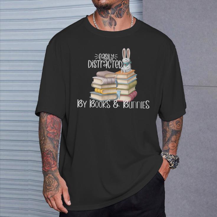 Easily Distracted By Books And Bunnies T-Shirt Gifts for Him