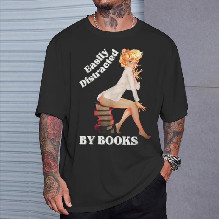 Easily-Distracted By Books Pin-Up Girl Sexy Anime Retro Art T-Shirt Gifts for Him Easily-Distracted By Books Pin-Up Girl Sexy Anime Retro Art T-Shirt Gifts for Him