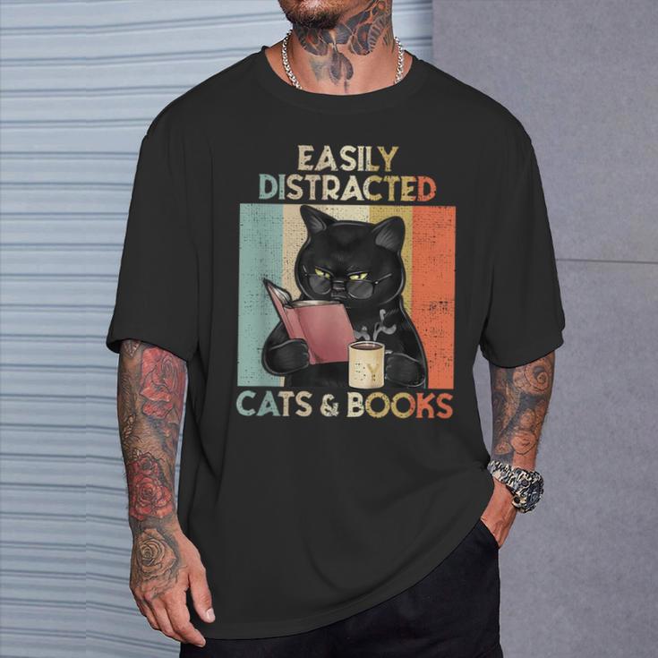 Easily Distracted By Cats And Books For Cat Lovers For Men Women Girls Kids T-Shirt Gifts for Him Easily Distracted By Cats And Books For Cat Lovers For Men Women Girls Kids T-Shirt Gifts for Him