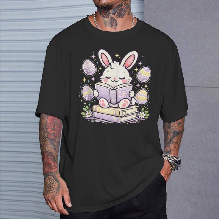 Easter Bunny Reading Book Cute Pastel Eggs T-Shirt Gifts for Him Easter Bunny Reading Book Cute Pastel Eggs T-Shirt Gifts for Him