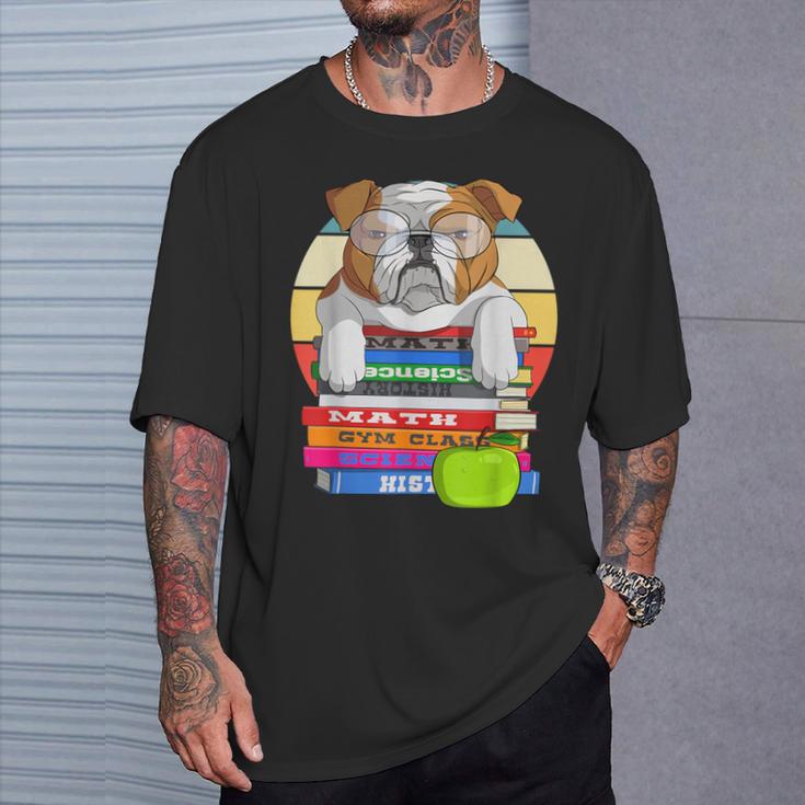 English Bulldog Back To School Book Worm Dog T-Shirt Gifts for Him