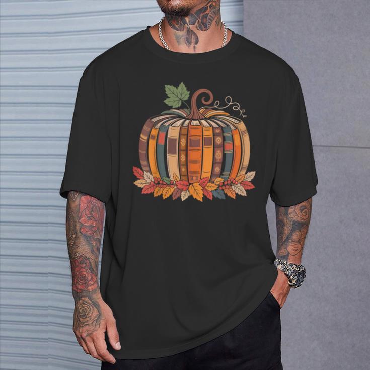 Fall Book Pumpkin Retro Reading Teacher Autumn Books Lover T-Shirt Gifts for Him Fall Book Pumpkin Retro Reading Teacher Autumn Books Lover T-Shirt Gifts for Him