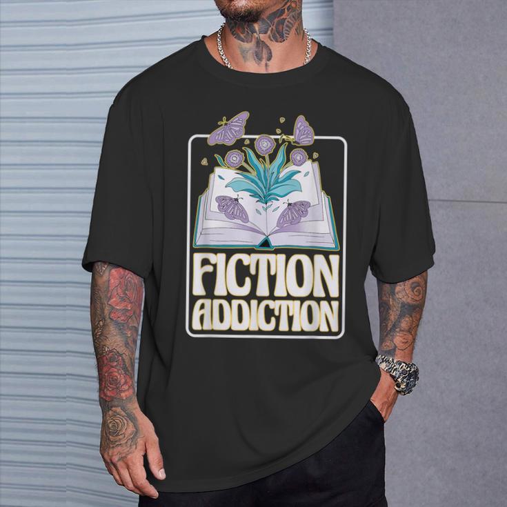 Fiction Addiction Book Reader And Booklover T-Shirt Gifts for Him