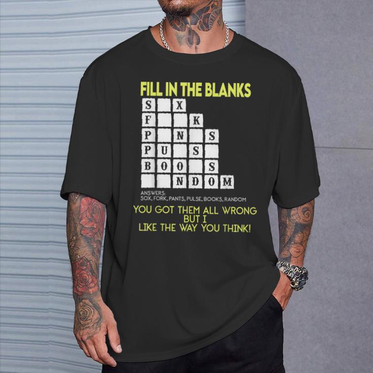 Fill In The Blanks Answers Sox Fork Pants Pulse Books Random T-Shirt Gifts for Him Fill In The Blanks Answers Sox Fork Pants Pulse Books Random T-Shirt Gifts for Him