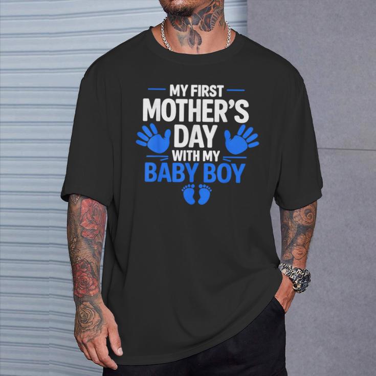 My First Mother's Day With My Baby Boy First Time Mom T-Shirt Gifts for Him