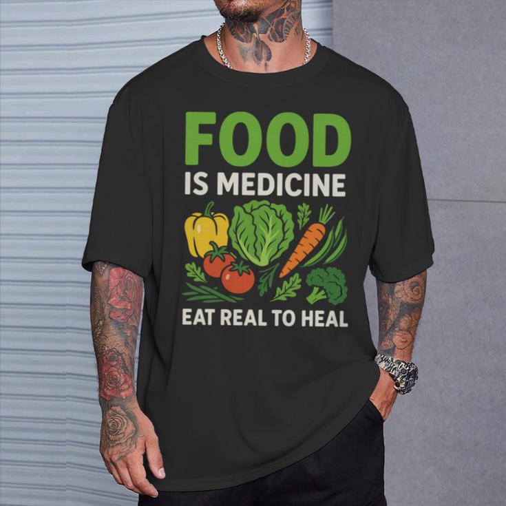 Food Is Medicineの栄養士、自然療法医栄養士へのギフト 長袖tシャツ Tシャツ 彼への贈り物