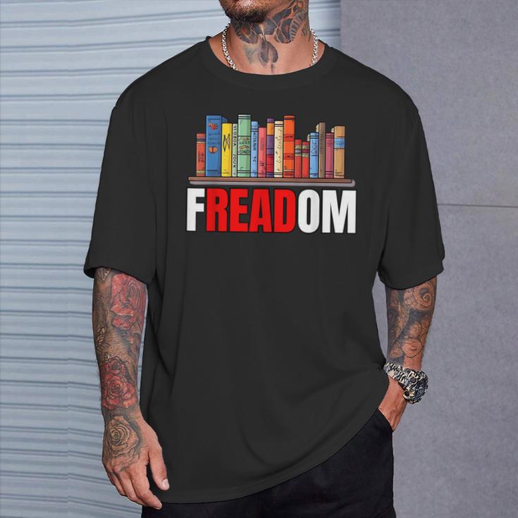 Frea-Dom Anti Ban Books I Read Banned Books Freedom Book T-Shirt Gifts for Him