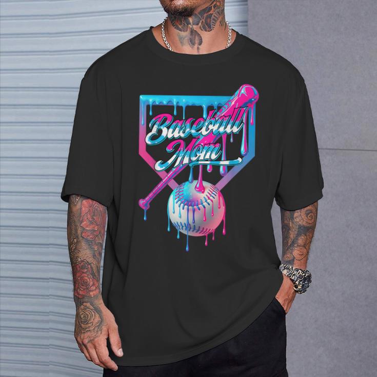 Mom Mama Baseball Ice Cream Drip Birthday T-Shirt Gifts for Him