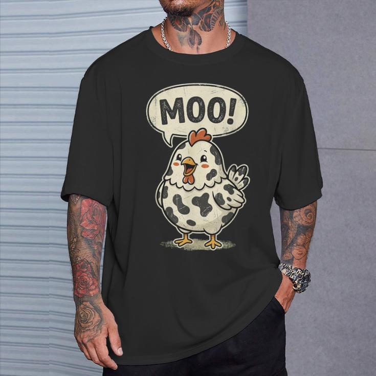 Moo 鶏 牛 農場 動物 ユーモア 男性 女性 キッズ 4 Tシャツ 彼への贈り物
