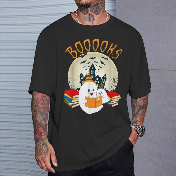 Ghost Book Reading Halloween Booooks Teacher T-Shirt Gifts for Him Ghost Book Reading Halloween Booooks Teacher T-Shirt Gifts for Him