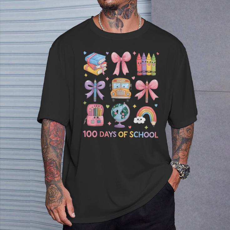 Girls 100 Days Of School Coquette Bow Pencil Bus Book Crayon T-Shirt Gifts for Him Girls 100 Days Of School Coquette Bow Pencil Bus Book Crayon T-Shirt Gifts for Him