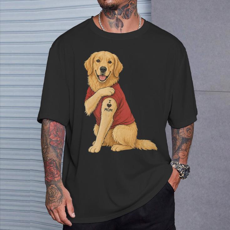 Golden Retriever I Love Mom Mother's Day Dog Lover T-Shirt Gifts for Him