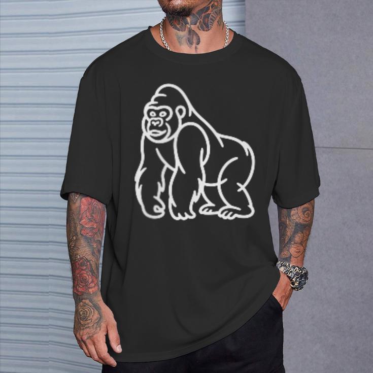 Gorilla ミニマリスト バッジ パッチライン アート 動物 Tシャツ 彼への贈り物