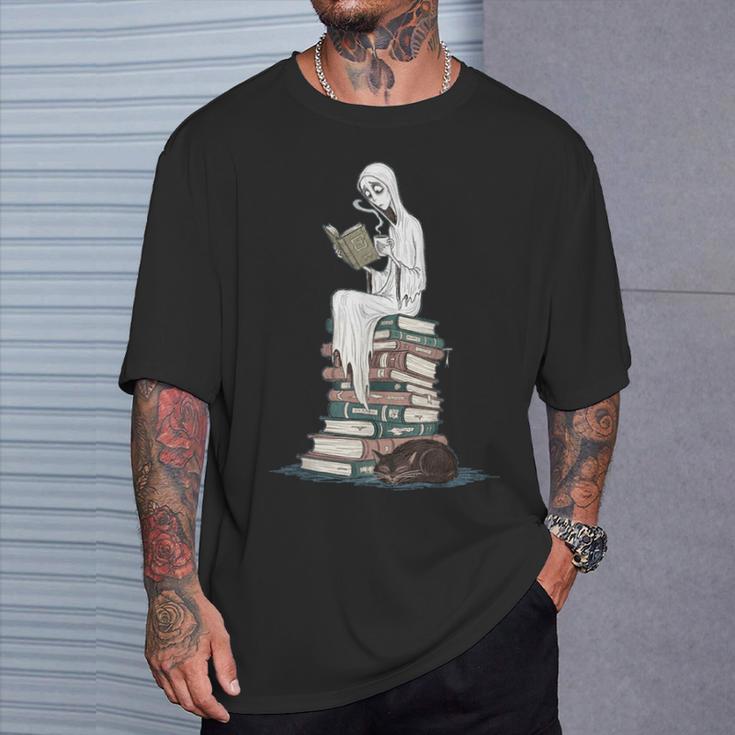 Gothic Librarian Halloween Books Tee For Teachers T-Shirt Gifts for Him