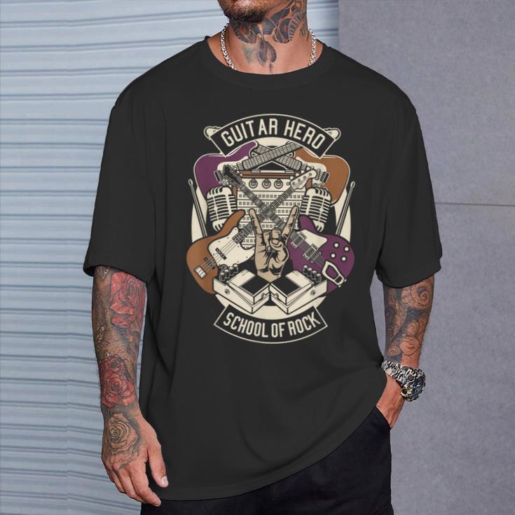 Guitar Heroes スクール オブ ロック ギター ラバー ギタリスト ギター Tシャツ 彼への贈り物
