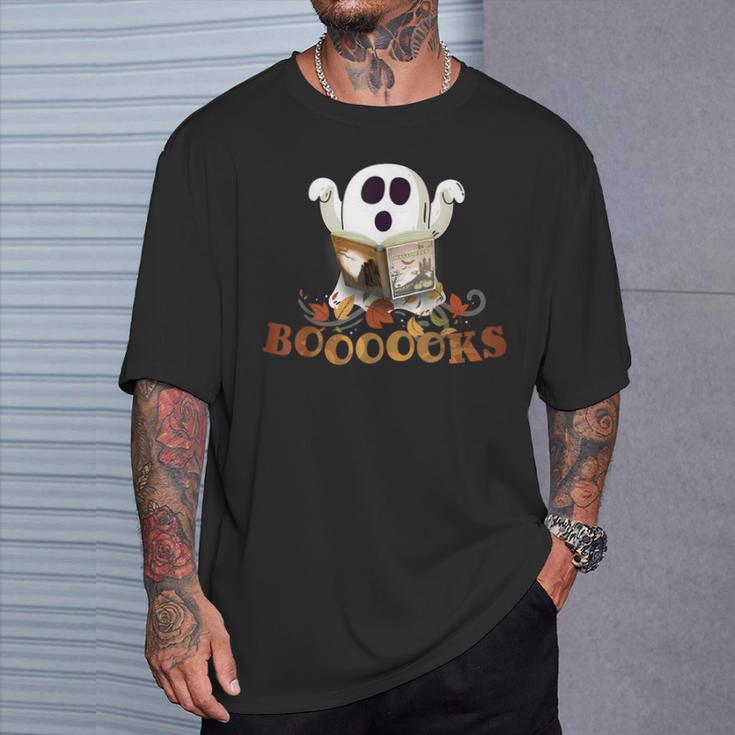 Halloween Books Cute Ghost Reading Library Boooooks Autumn T-Shirt Gifts for Him Halloween Books Cute Ghost Reading Library Boooooks Autumn T-Shirt Gifts for Him