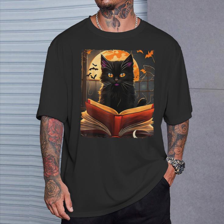 Halloween Cat Reading Books Spooky Cat Reader Teachers For Men Women Kids T-Shirt Gifts for Him Halloween Cat Reading Books Spooky Cat Reader Teachers For Men Women Kids T-Shirt Gifts for Him