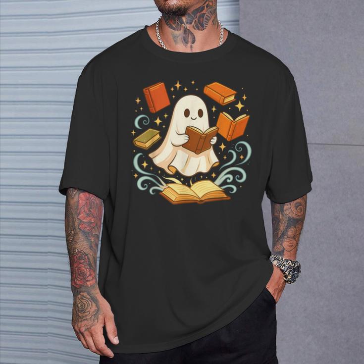Halloween Cute Ghost Shirt Reading Books Ghost T-Shirt Gifts for Him Halloween Cute Ghost Shirt Reading Books Ghost T-Shirt Gifts for Him