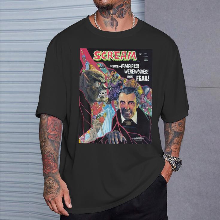 Halloween Horror Vintage Werewolf Vampire Comic Book Retro T-Shirt Gifts for Him Halloween Horror Vintage Werewolf Vampire Comic Book Retro T-Shirt Gifts for Him