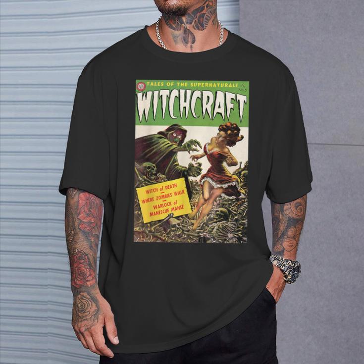 Halloween Horror Vintage Witch Zombie Comic Book Retro Scary T-Shirt Gifts for Him