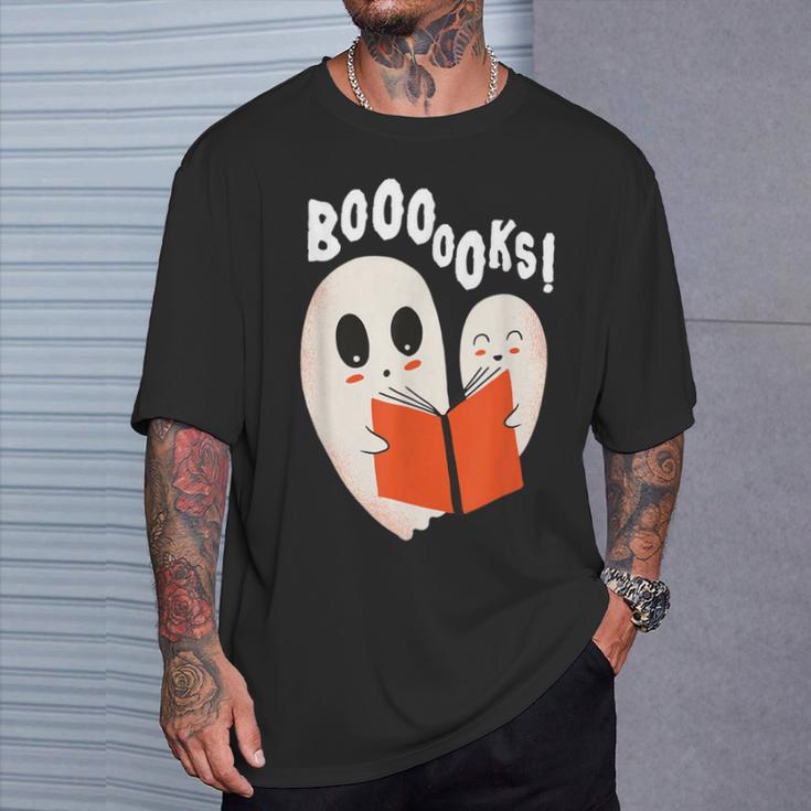 Halloween Teacher Library Ghost Books Men Women Kids T-Shirt Gifts for Him
