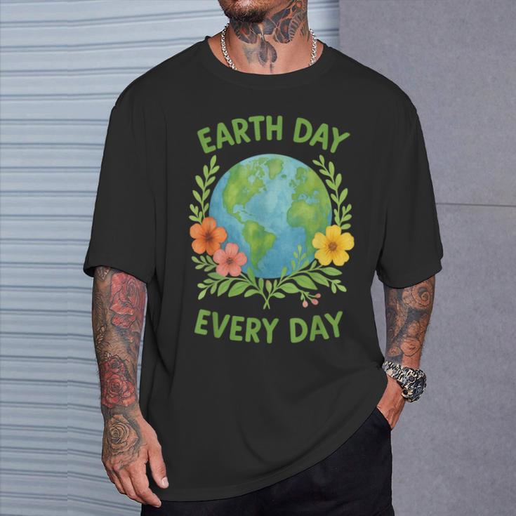 Happy Earth Day Every Day Environment Floral Earth Day 2026 T-Shirt Gifts for Him