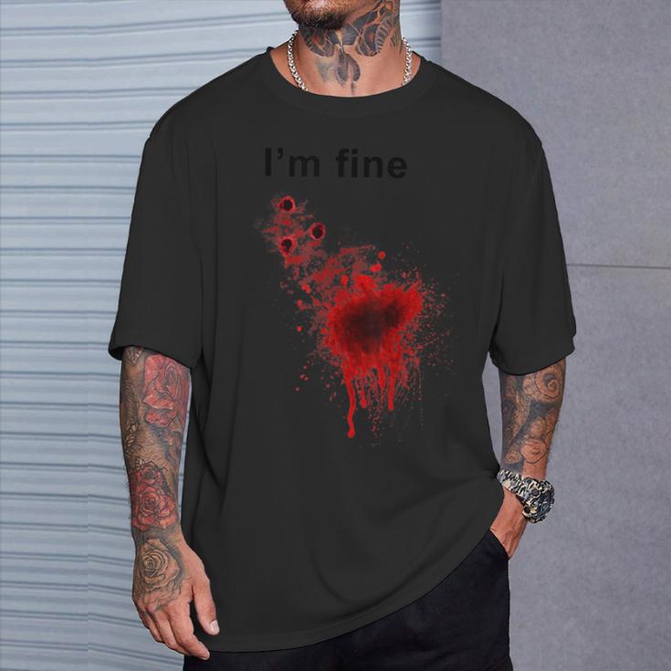 I'm Finearcastic ハロウィン 映画ホラー ゾンビ ファニー ブラッド Tシャツ 彼への贈り物