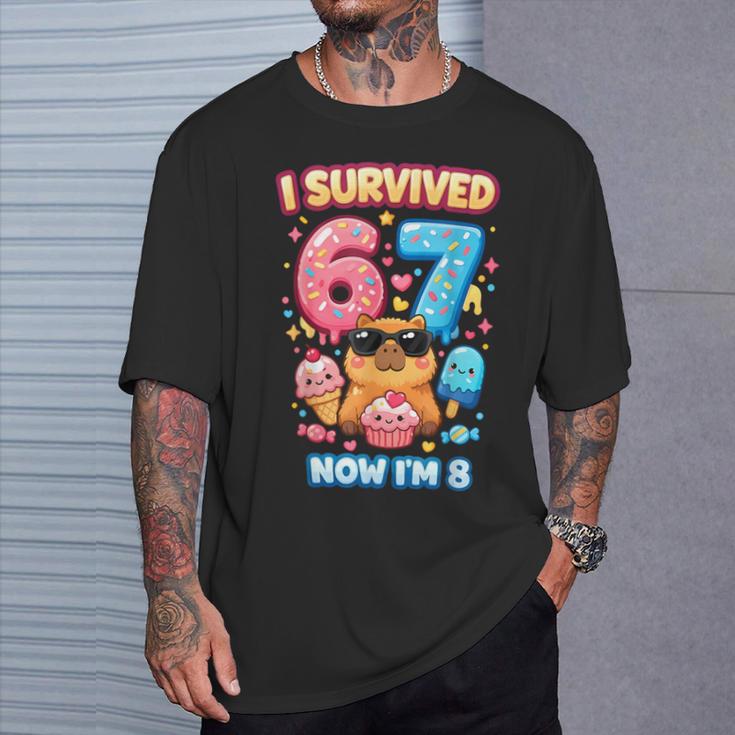 Ich Habe 6 7 Überlebt Jetzt Bin Ich 8 Kawaii Capybara Ice Cream Birthday T-Shirt Geschenke für Ihn
