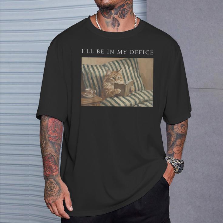 I'Ll Be In My Office Retro Cat Reading Book Nerd Read Reader T-Shirt Gifts for Him I'Ll Be In My Office Retro Cat Reading Book Nerd Read Reader T-Shirt Gifts for Him