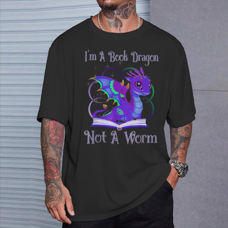 I'm a Book Dragon Not a Worm Dragons Reading T-Shirt Gifts for Him