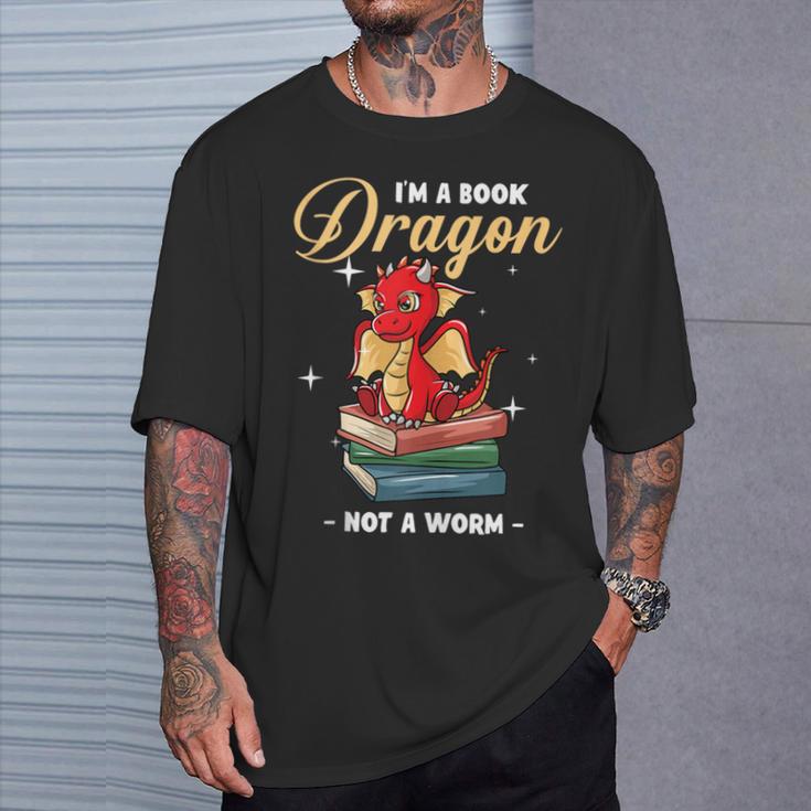 I'm A Book Dragon Not A Worm Reading Library Reader Bookworm T-Shirt Gifts for Him I'm A Book Dragon Not A Worm Reading Library Reader Bookworm T-Shirt Gifts for Him