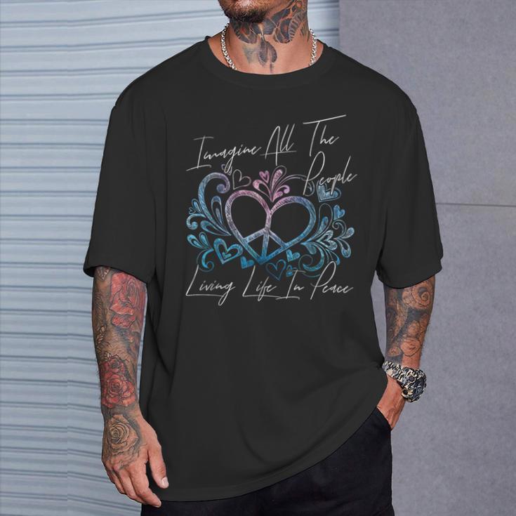 Imagine Hippie People Living Life In Peace And Love Tシャツ 彼への贈り物