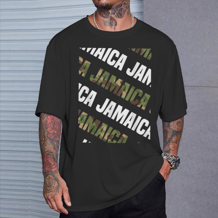 Jamaicaカモ柄グリーンカモフラージュ Tシャツ 彼への贈り物