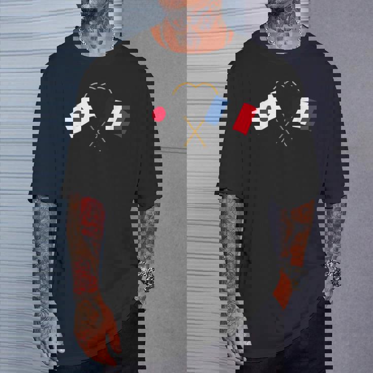 Japanese Flag France Flag フランス遺産 フランスのルーツ 日本の国旗 フランスの国旗 Tシャツ 彼への贈り物