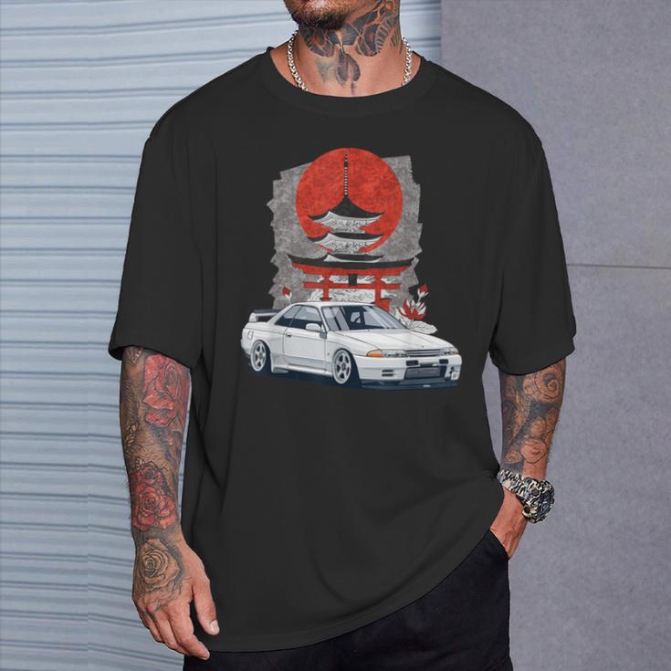 Jdm スカイライン 32 カーチューニング 日本 神社 ドリフト Tシャツ 彼への贈り物