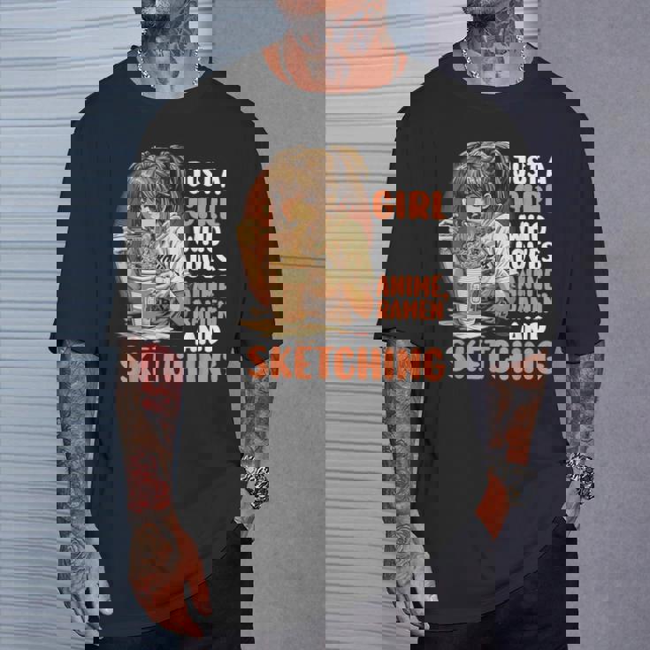 Just A Girl Who Loves Anime Ramen Andketching Anime Manga Tシャツ 彼への贈り物