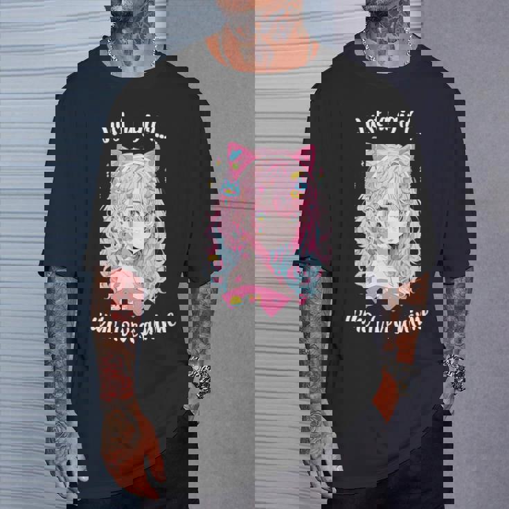 Just A Girl Who Loves アニメ カワイイ漫画 日本語 長袖tシャツ Tシャツ 彼への贈り物