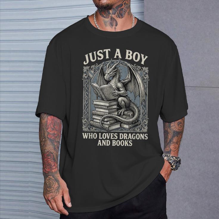 Just A Boy Who Loves Dragons And Books Fantasy Gothic T-Shirt Gifts for Him Just A Boy Who Loves Dragons And Books Fantasy Gothic T-Shirt Gifts for Him