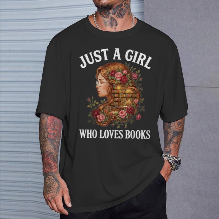 Just A Girl Who Loves Books For Bookworm Book Lover T-Shirt Gifts for Him