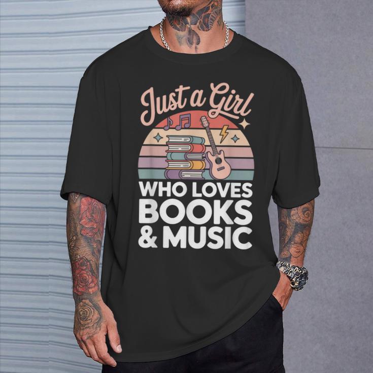 Just a Girl Who Loves Books And Music T-Shirt Gifts for Him