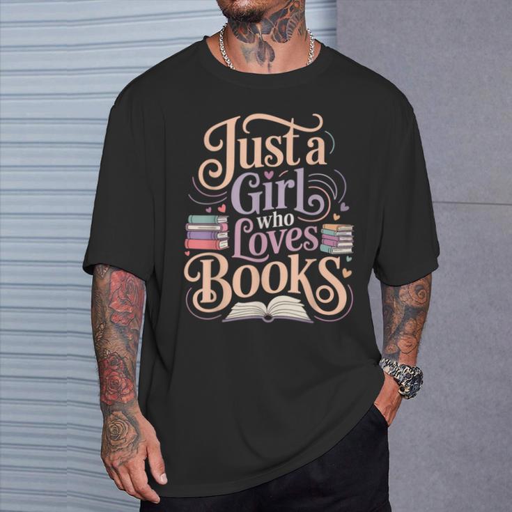 Just a Girl Who Loves Books Reading Lover Aesthetic T-Shirt Gifts for Him
