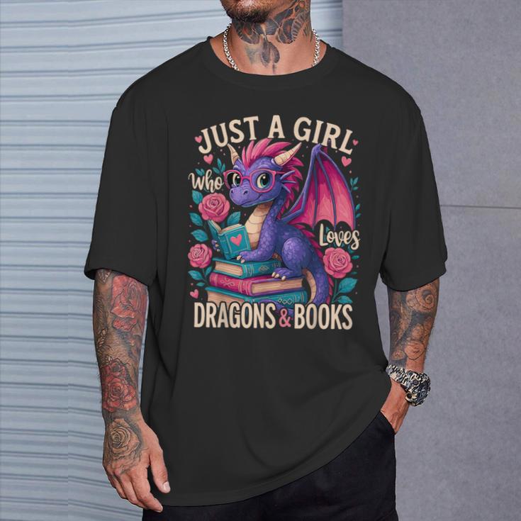 Just a Girl Who Loves Dragons And Books Dragon T-Shirt Gifts for Him