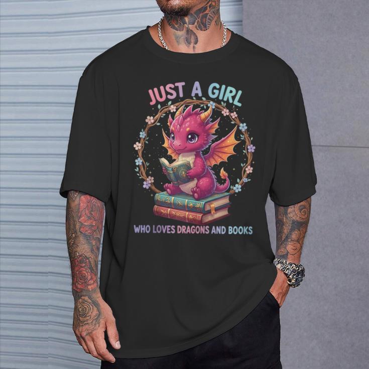 Just A Girl Who Loves Dragons And Books Reading Bookworm T-Shirt Gifts for Him Just A Girl Who Loves Dragons And Books Reading Bookworm T-Shirt Gifts for Him